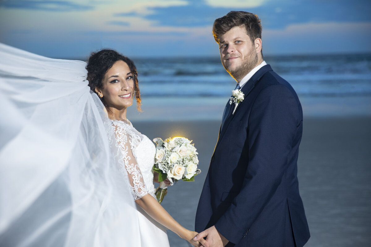 Bride and groom at golden hour, Jacksonville Florida